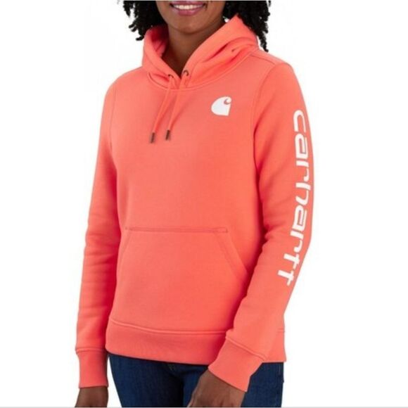 Carhartt Relaxed Fit Midweight Logo Sleeve Graphic Hoodie- Bittersweet - Picture 3 of 8